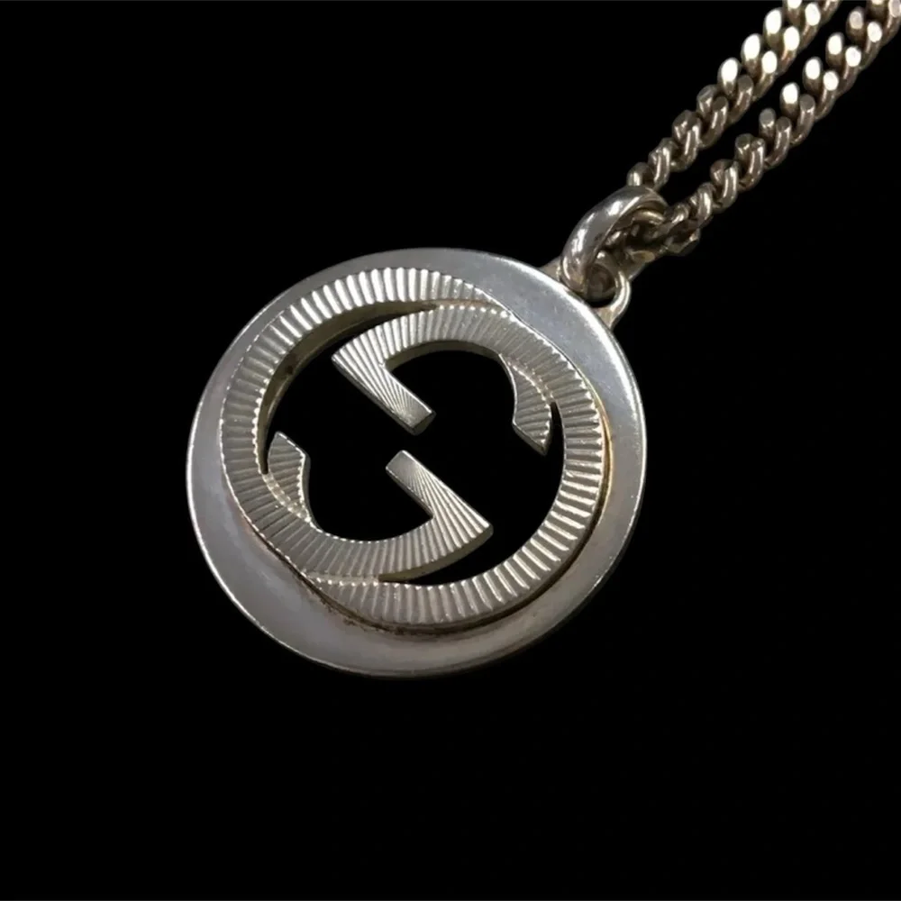 Authentic GUCCI Interlocking G Silver 925 Pendant Necklace